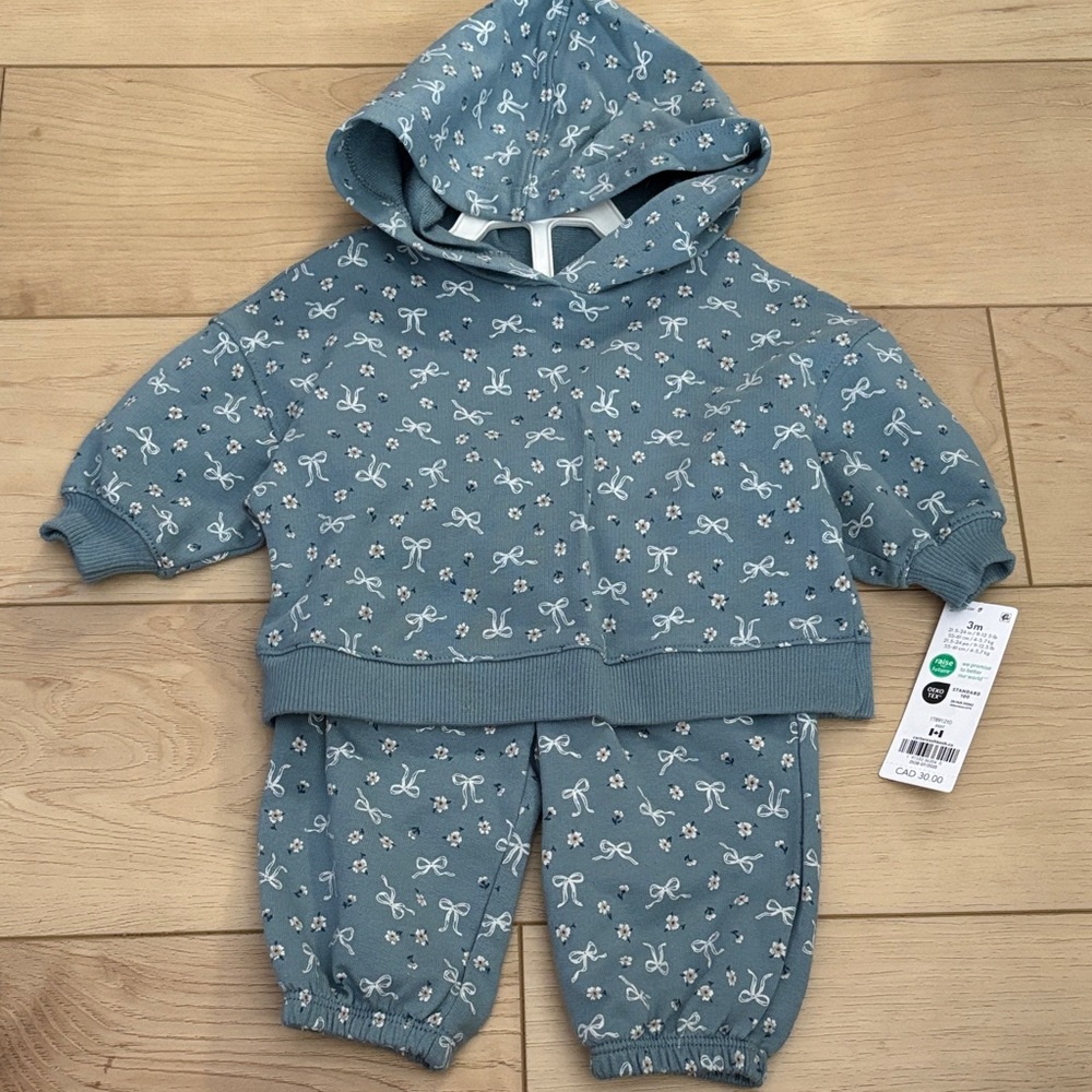 Carter's Blue Kids Matching Set with White Bow Print